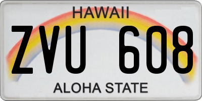 HI license plate ZVU608