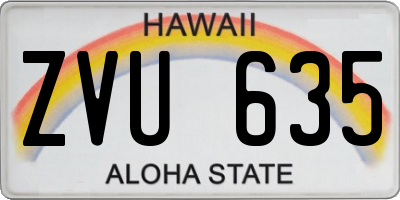 HI license plate ZVU635