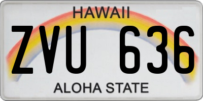 HI license plate ZVU636