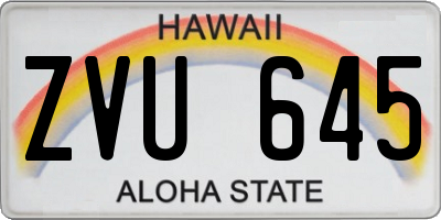 HI license plate ZVU645