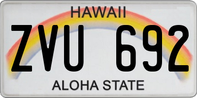 HI license plate ZVU692