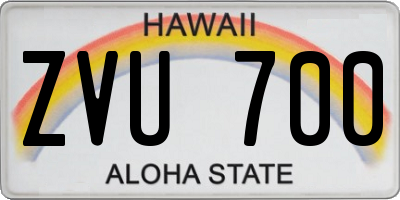 HI license plate ZVU700