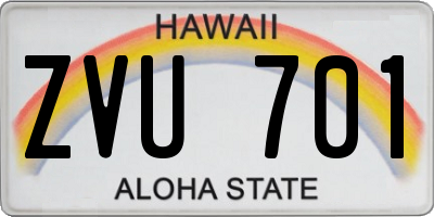 HI license plate ZVU701
