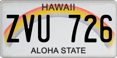 HI license plate ZVU726