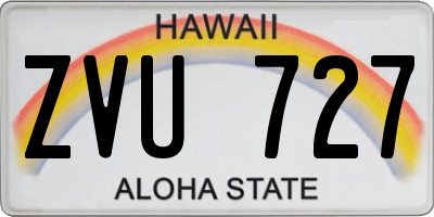 HI license plate ZVU727