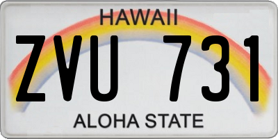 HI license plate ZVU731