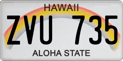 HI license plate ZVU735