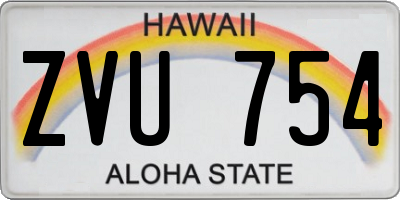 HI license plate ZVU754