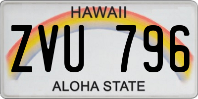 HI license plate ZVU796