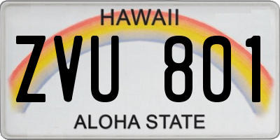 HI license plate ZVU801