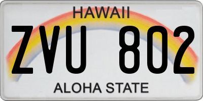 HI license plate ZVU802