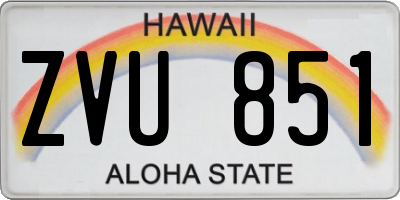 HI license plate ZVU851