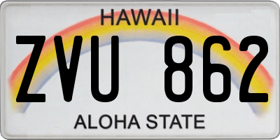 HI license plate ZVU862