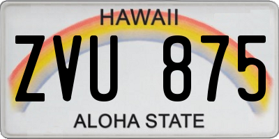 HI license plate ZVU875