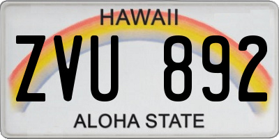 HI license plate ZVU892