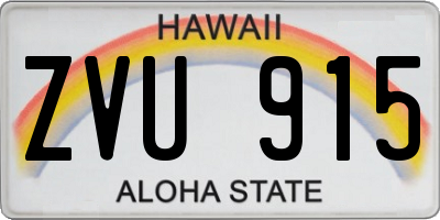 HI license plate ZVU915