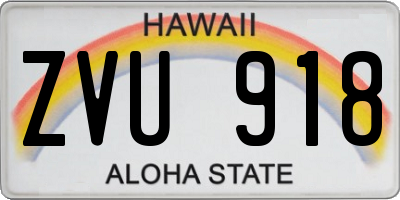 HI license plate ZVU918