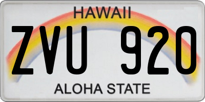 HI license plate ZVU920