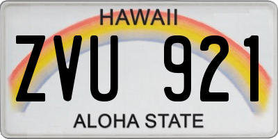 HI license plate ZVU921