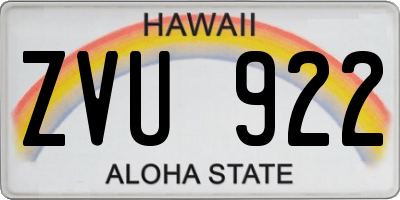 HI license plate ZVU922
