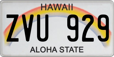 HI license plate ZVU929