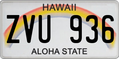 HI license plate ZVU936