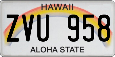 HI license plate ZVU958