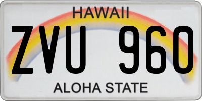 HI license plate ZVU960