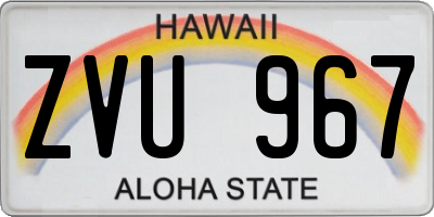 HI license plate ZVU967