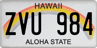 HI license plate ZVU984