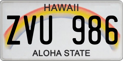 HI license plate ZVU986