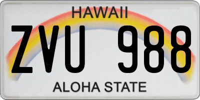 HI license plate ZVU988