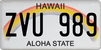 HI license plate ZVU989