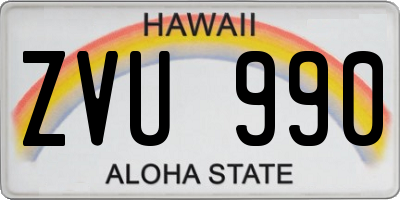 HI license plate ZVU990
