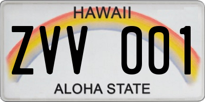 HI license plate ZVV001