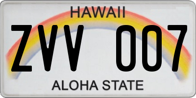 HI license plate ZVV007