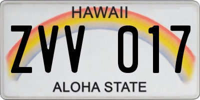 HI license plate ZVV017