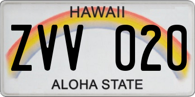 HI license plate ZVV020