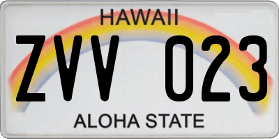 HI license plate ZVV023