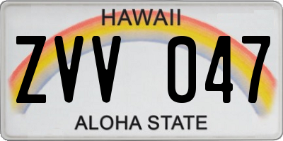 HI license plate ZVV047