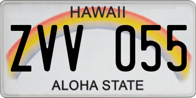 HI license plate ZVV055