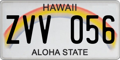 HI license plate ZVV056