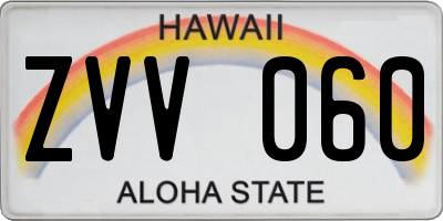 HI license plate ZVV060