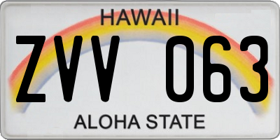 HI license plate ZVV063