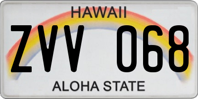 HI license plate ZVV068