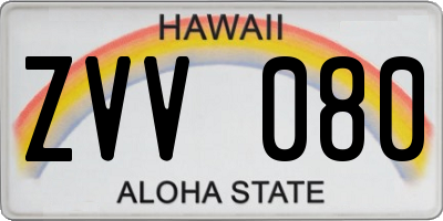 HI license plate ZVV080