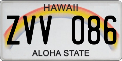 HI license plate ZVV086