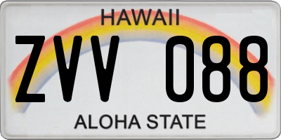 HI license plate ZVV088