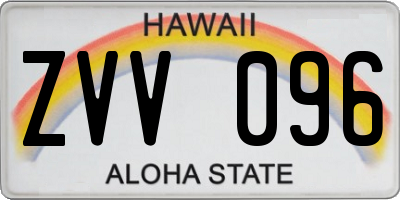 HI license plate ZVV096