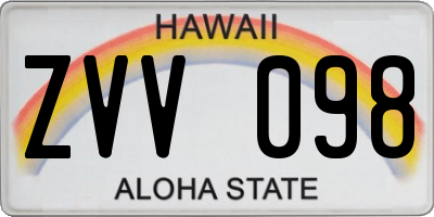 HI license plate ZVV098